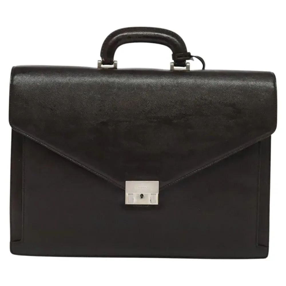 Burberry Leather Business Bag Brown